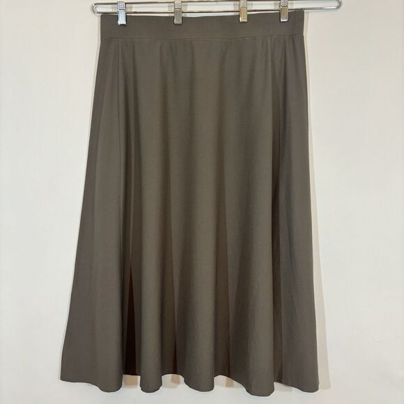 $188 Eileen Fisher Women's Brown Flared Ponte Midi Skirt Size L - Picture 2 of 12